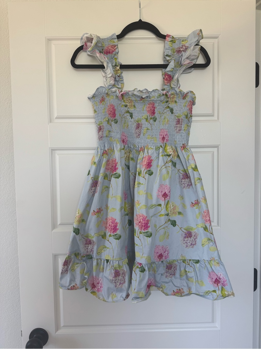 Hill House Hydrangea Chintz Elizabeth Light Blue with Ruffle Straps